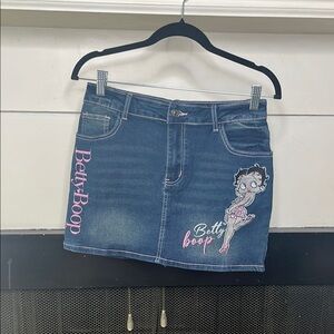 Betty Boop Denim Skirt with Pink Accents